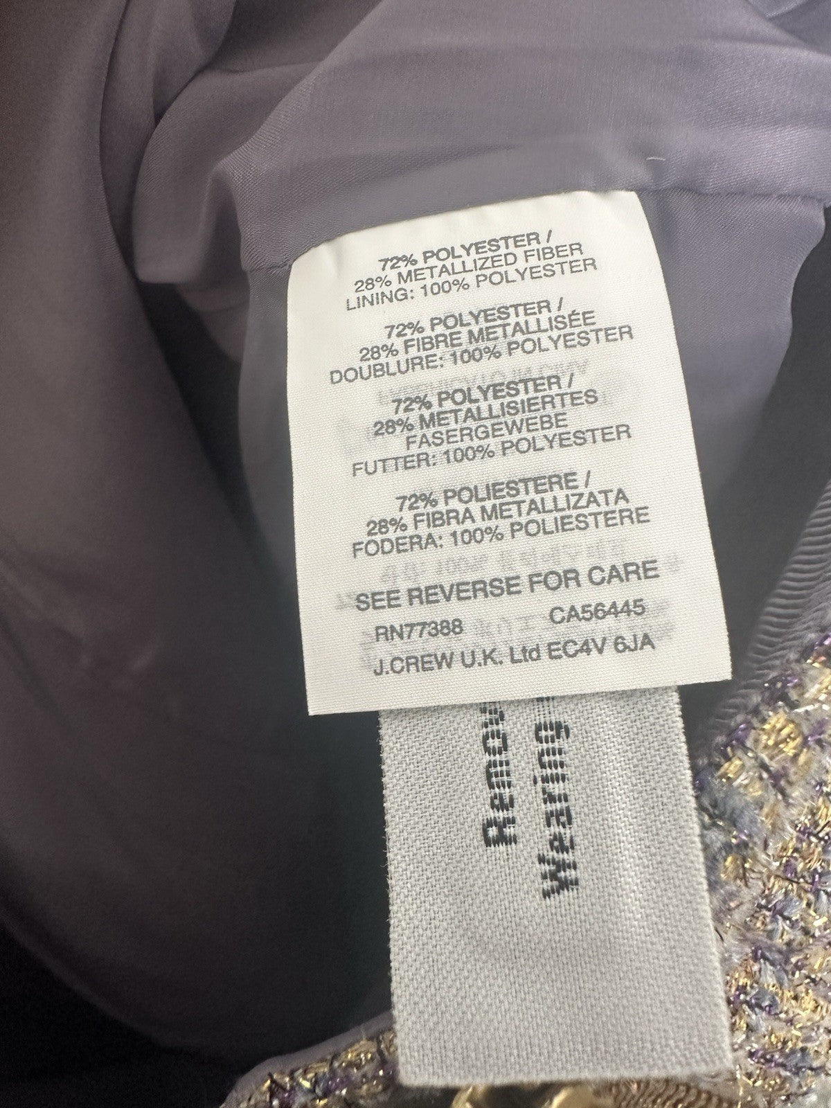 J. Crew Sz 6 Skirt Purple/Gold Pencil Skirt Full Side Front Zip Up (0073)