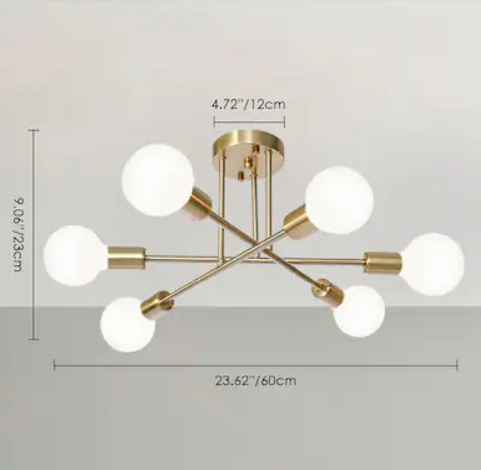 Y'INSP Serta 6 -Light 19-in Gold Semi Flush Mount Light 3B