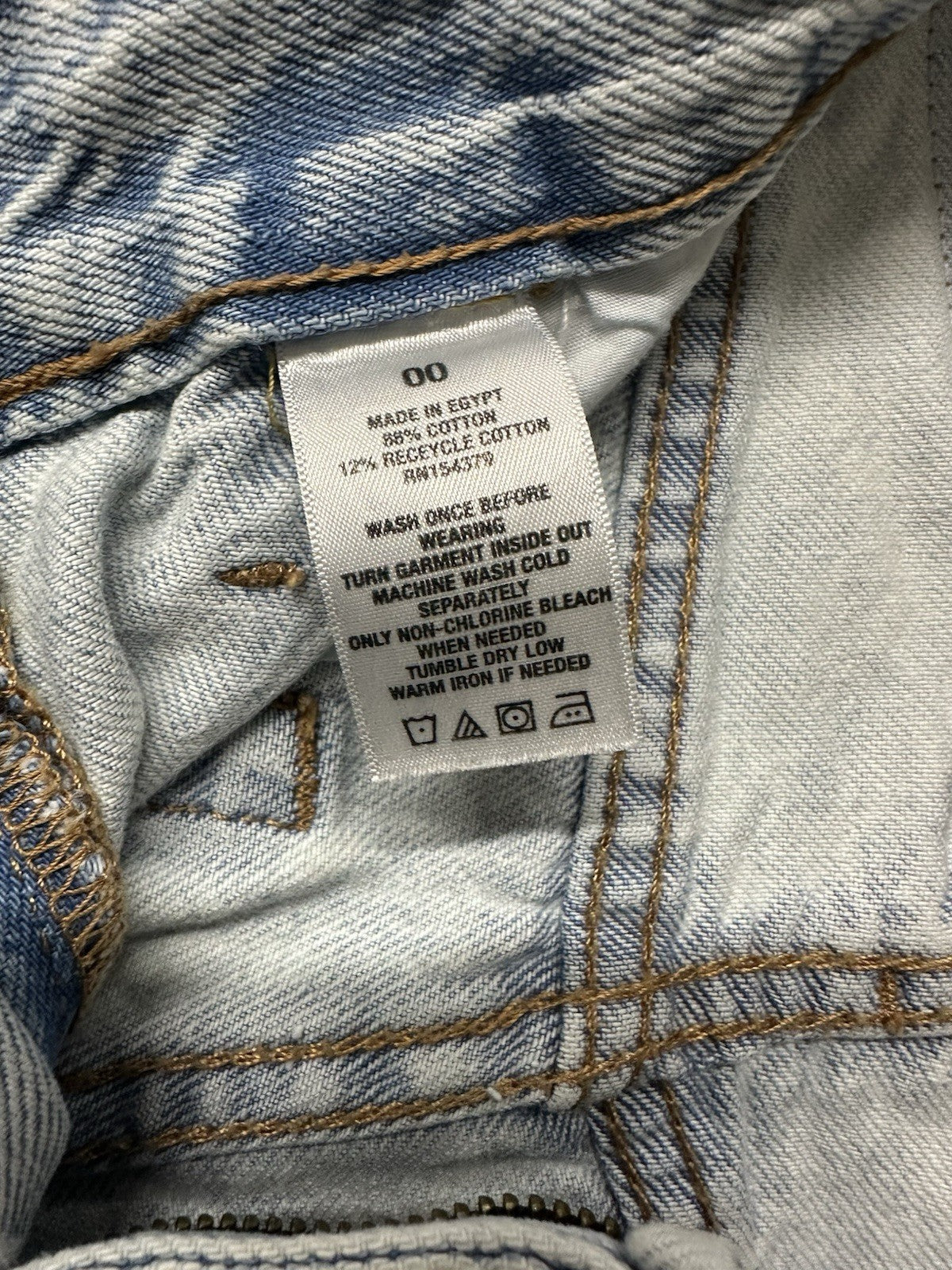 Aeropostale 80s Baggy Jeans Sz 00 Destroyed Distress Regular Light Wash (0021)
