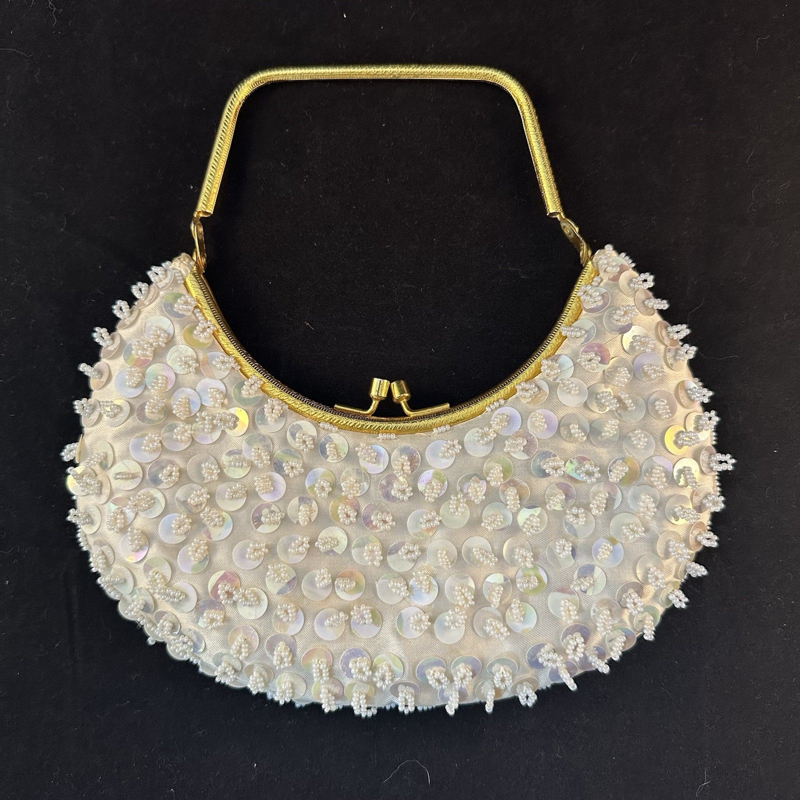 Vintage Beaded Evening Wedding Bag Elephant Brand Made In Hong Kong Good 6C