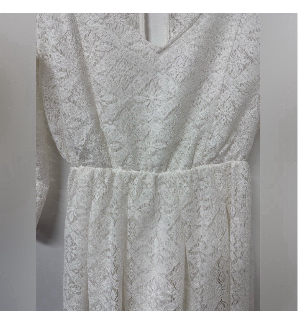 Hollister Womens Medium Lace Boho Dress Cream Fully Lined Hippie (101)