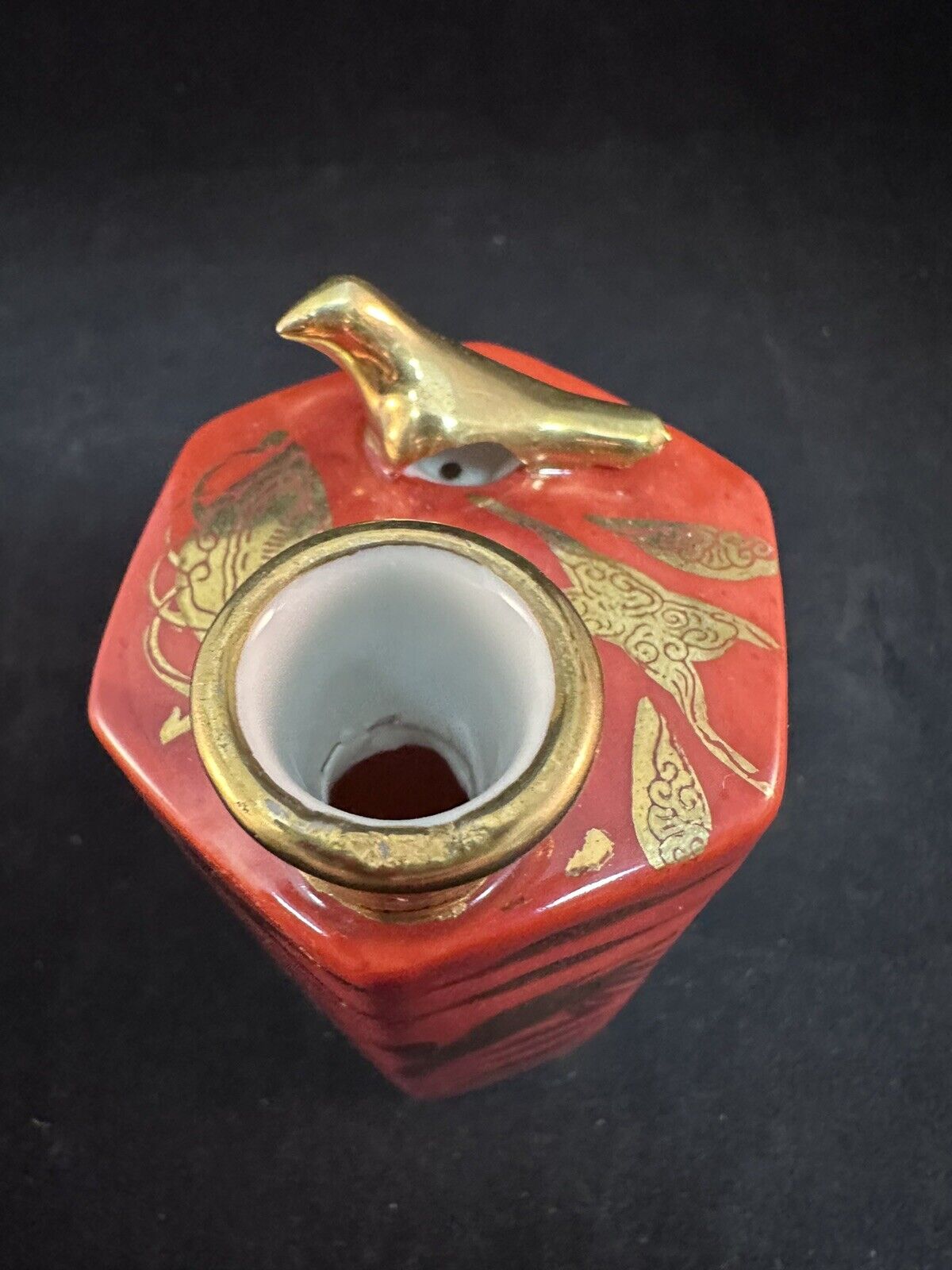 Japanese Gekkeikan Sake Co Ltd Anniversary Set 1950's Cinnabar Red & Gold Glaze