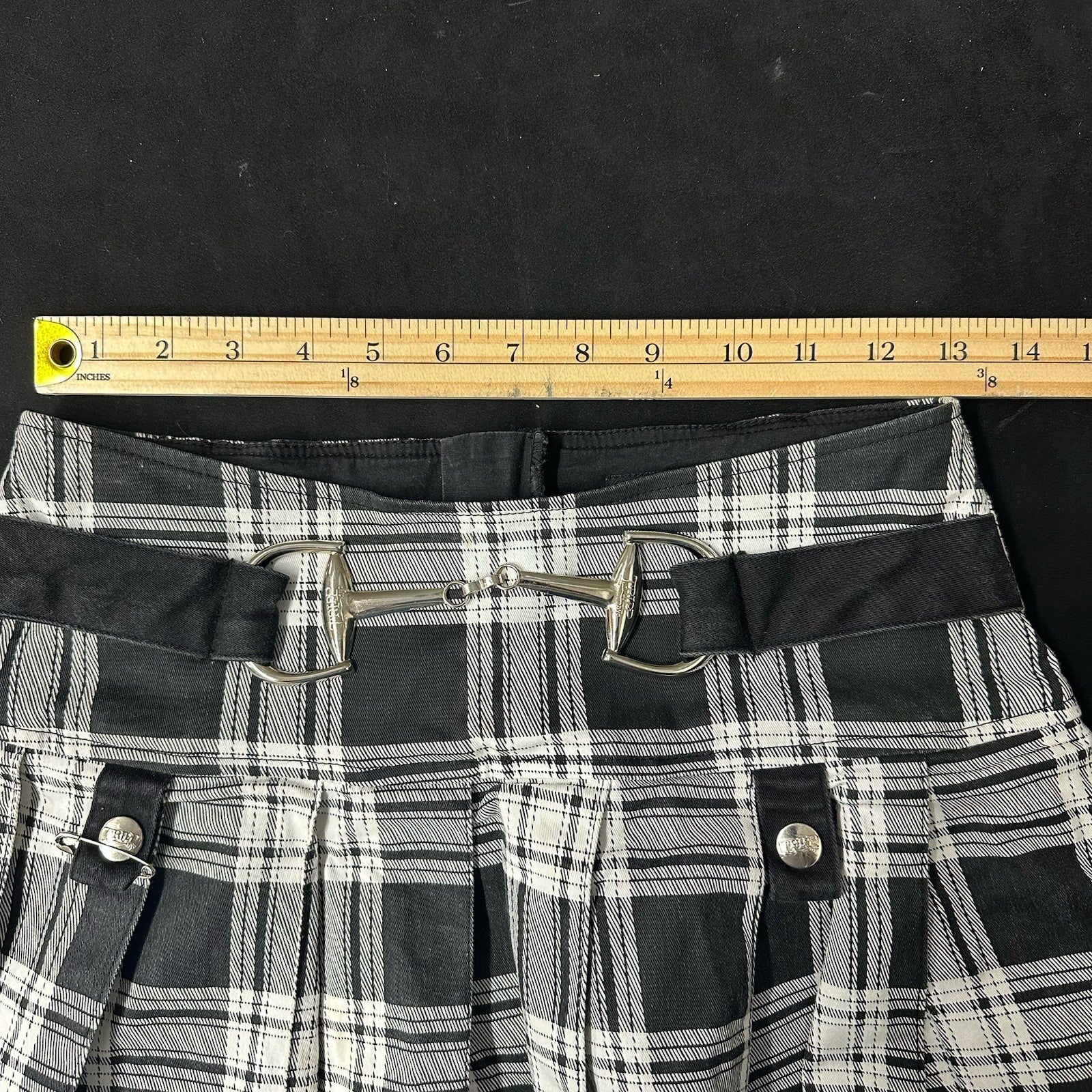 Tripp NYC Plaid Mini Skirt Y2K XS Hot Topic Black & White Goth Punk 0097