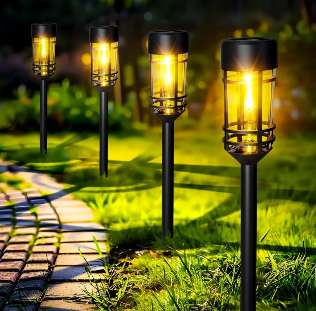 Solar Pathway Lights 8 Pack, Garden Lights  Waterproof (Warm White) 15E