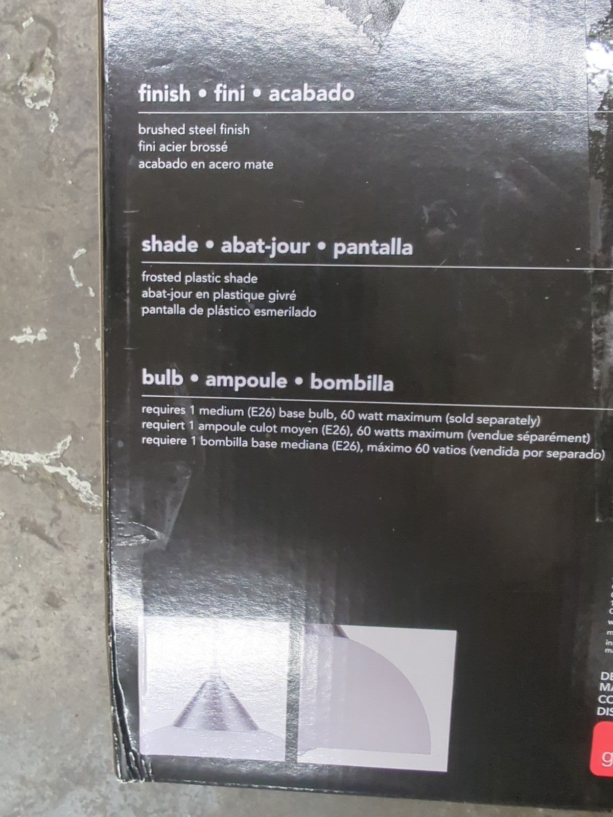 GLOBE Electric Light Plug-in Pendant, Brushed Steel, Frosted White Shade (3C)