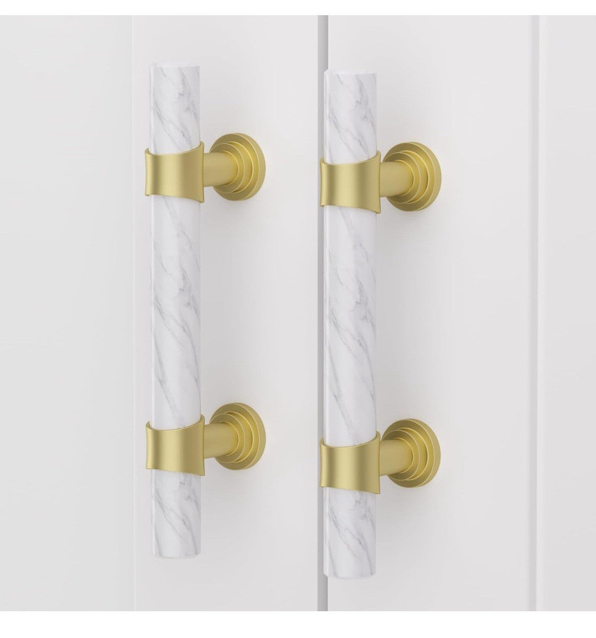 Rergy 8 Pack Gold&Marble Drawer Pulls 4” Handles Zinc Aluminum Alloy Hardware 8C
