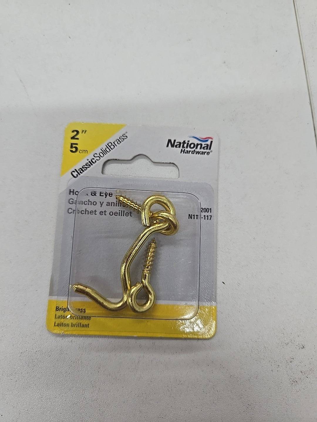 National Hardware N118-117 V2001 Hooks and Eye in Solid Brass 8C