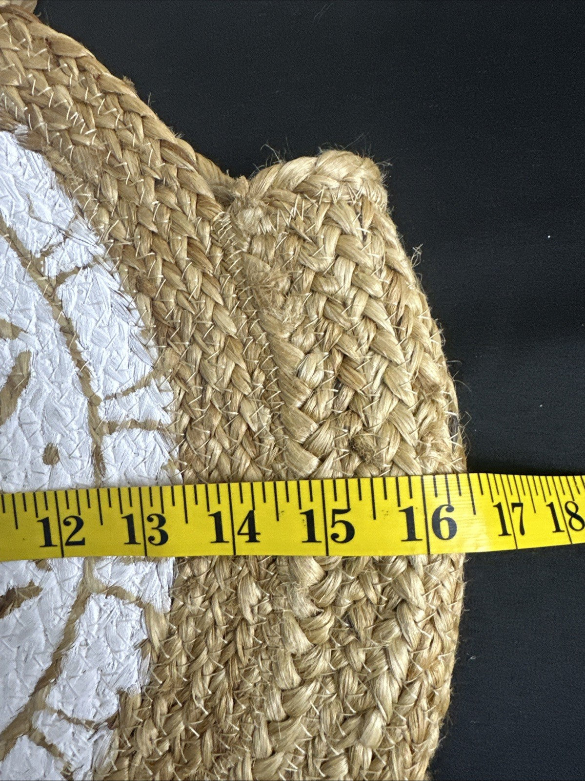 Chloe & Lex Round Woven Bag Wooden Handle White Pattern