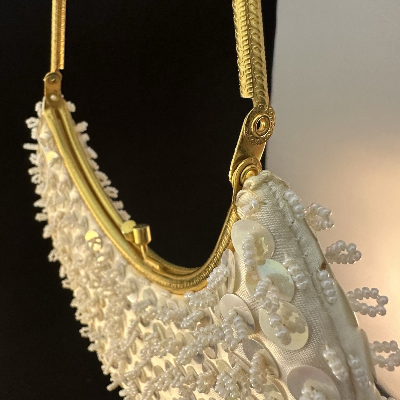 Vintage Beaded Evening Wedding Bag Elephant Brand Made In Hong Kong Good 6C