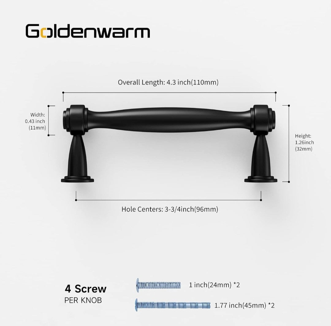 goldenwarm 30 Pack 3 3/4 in Gold Cabinet Pulls Brass Drawer Handles 5B