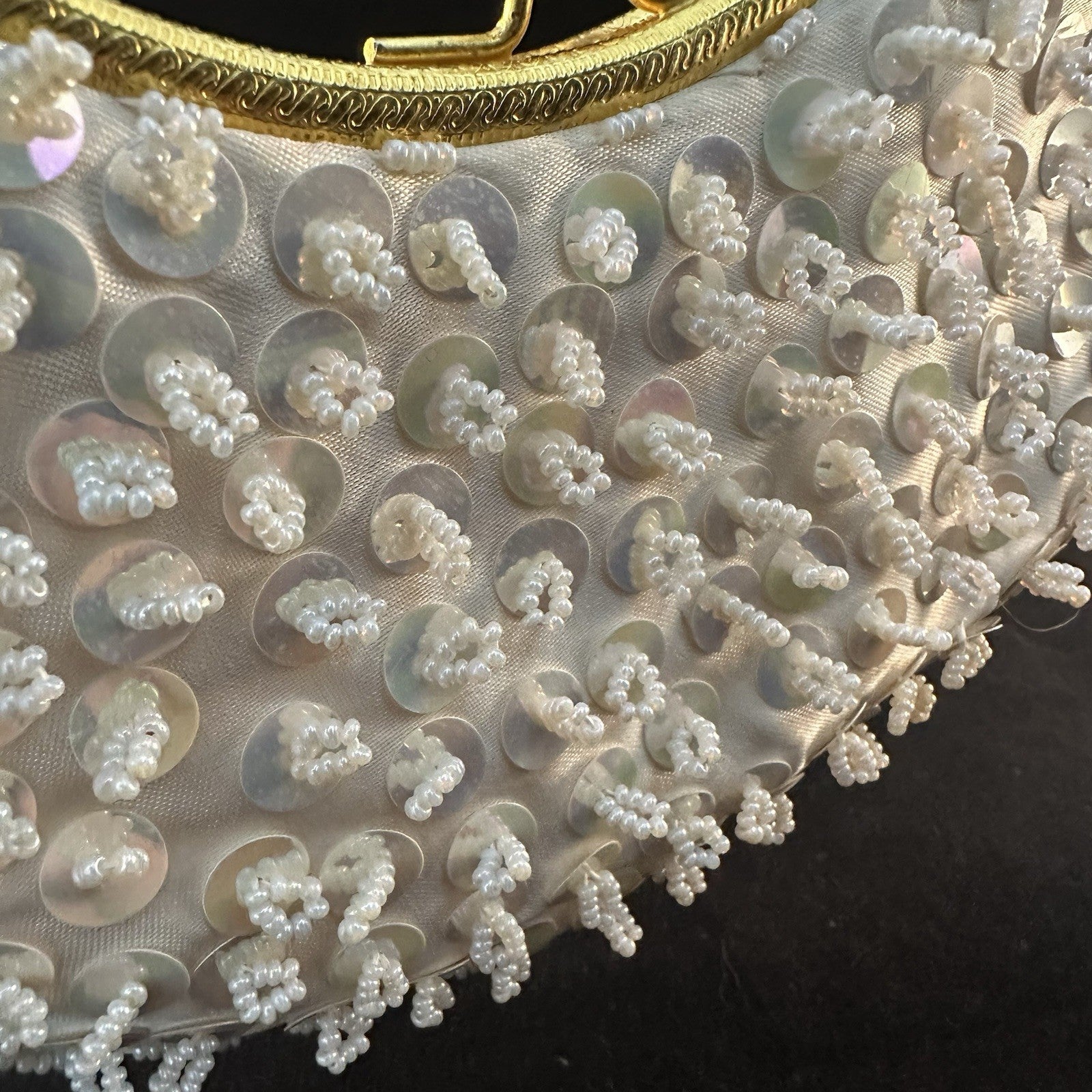 Vintage Beaded Evening Wedding Bag Elephant Brand Made In Hong Kong Good 6C