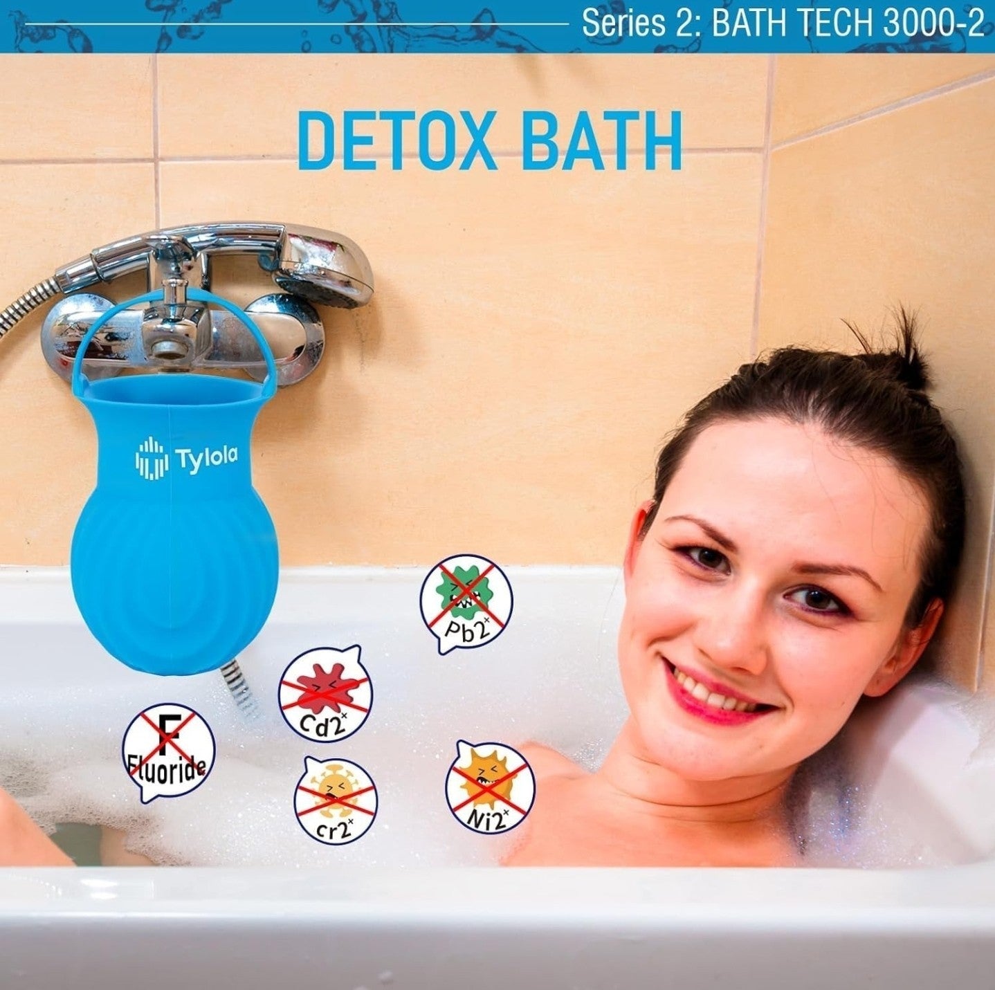 Tylola Bathtub Faucet Ball Water Filter. Zeolite Detox-Ionic Detox Bath 7A