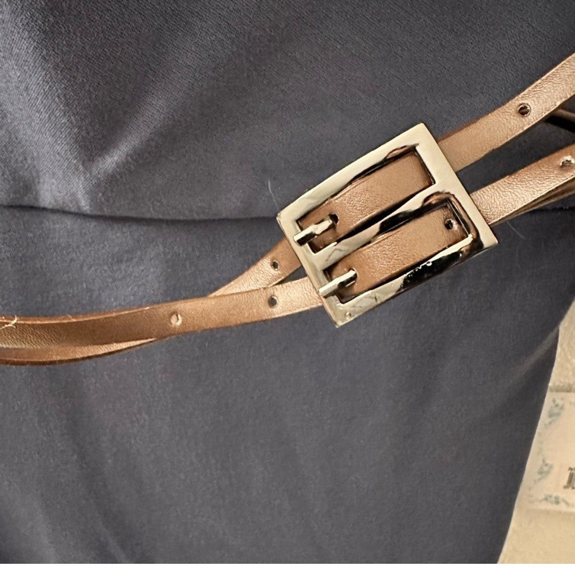 Navy blue Suzi Chin for Maggie Boutique with Brown Belt 0055