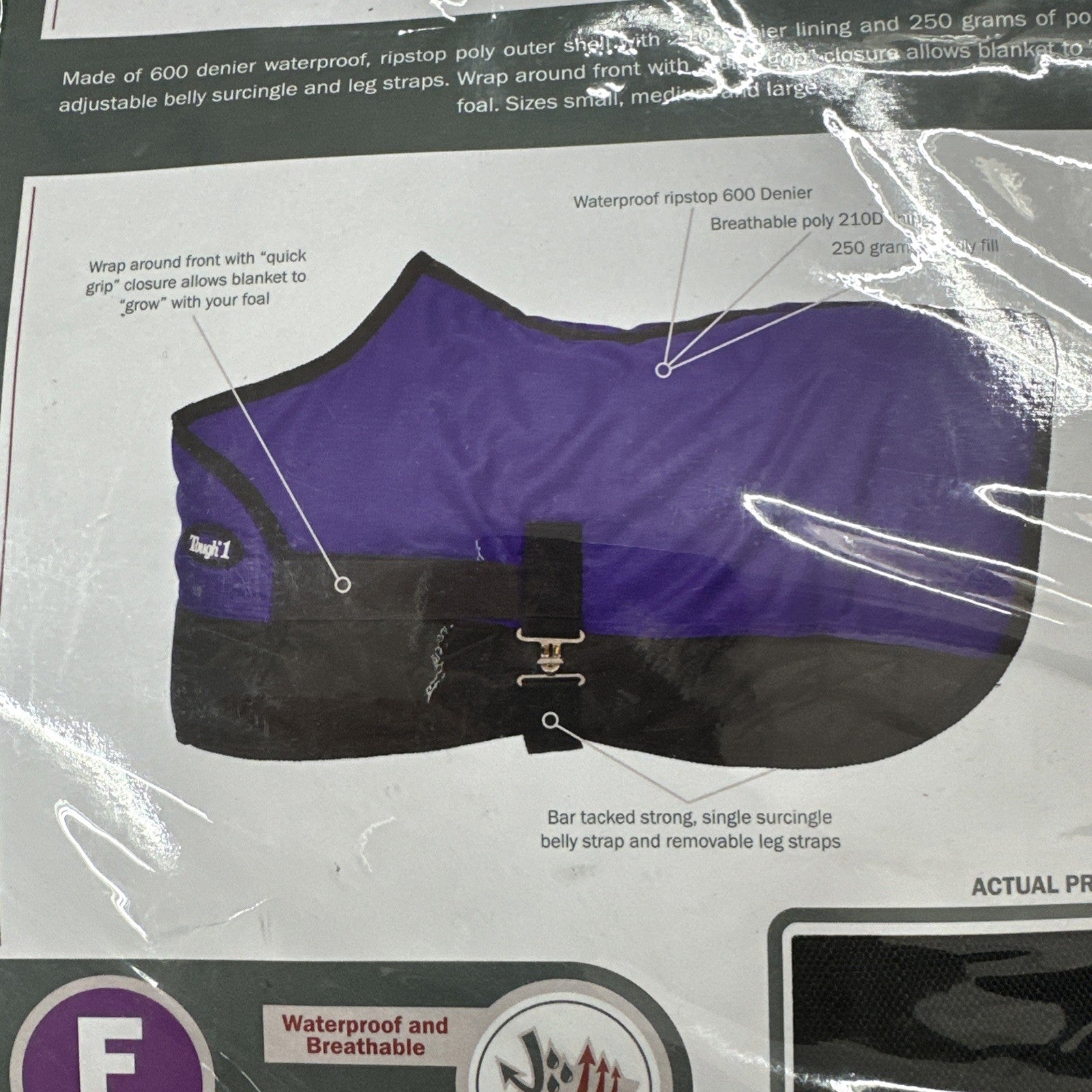 Tough-1 600D Waterproof Foal Blanket Poly Adjustable Size Small Black Green (5A)