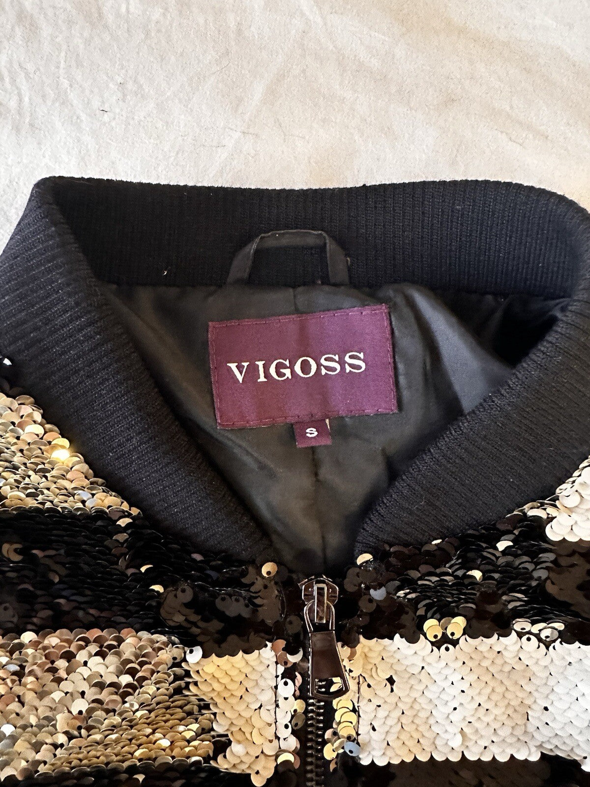 Vigoss Striped Sequence Jacket Bomber Black  And White Size Small Beetlejuice