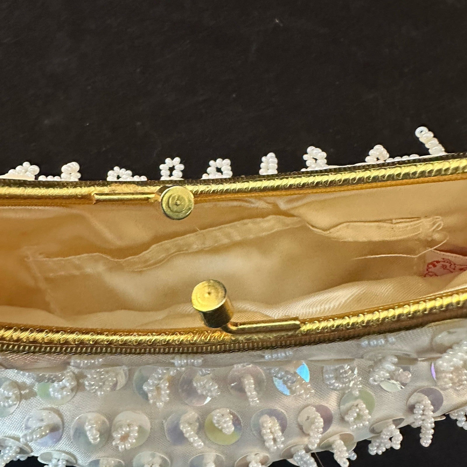 Vintage Beaded Evening Wedding Bag Elephant Brand Made In Hong Kong Good 6C