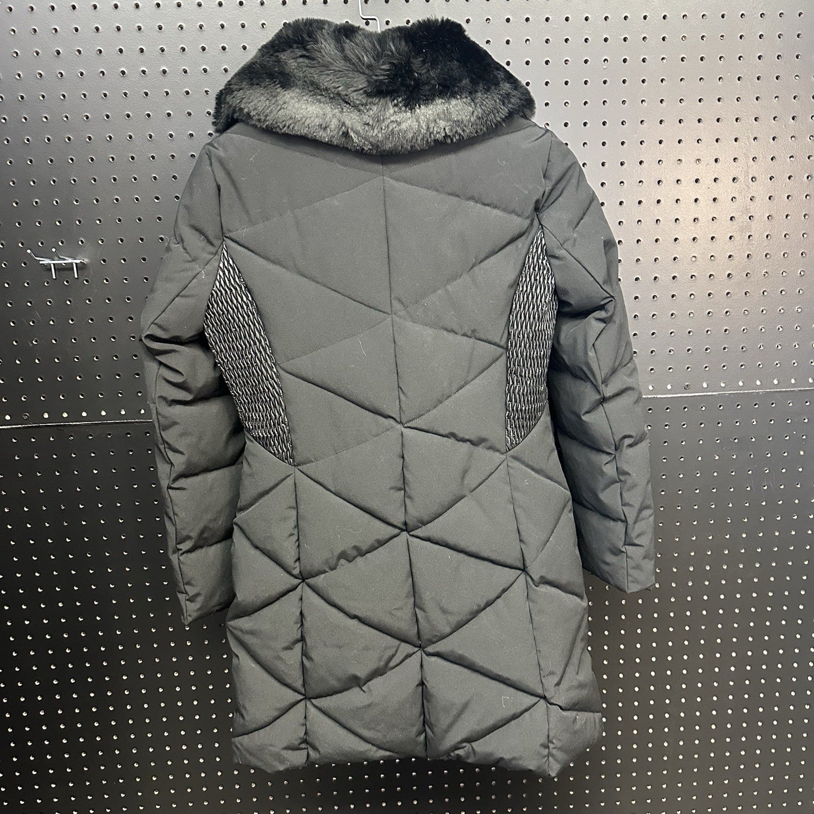 Guess Faux Fur Collar Long Quilted Winter Puffer Jacket Coat Size Small
