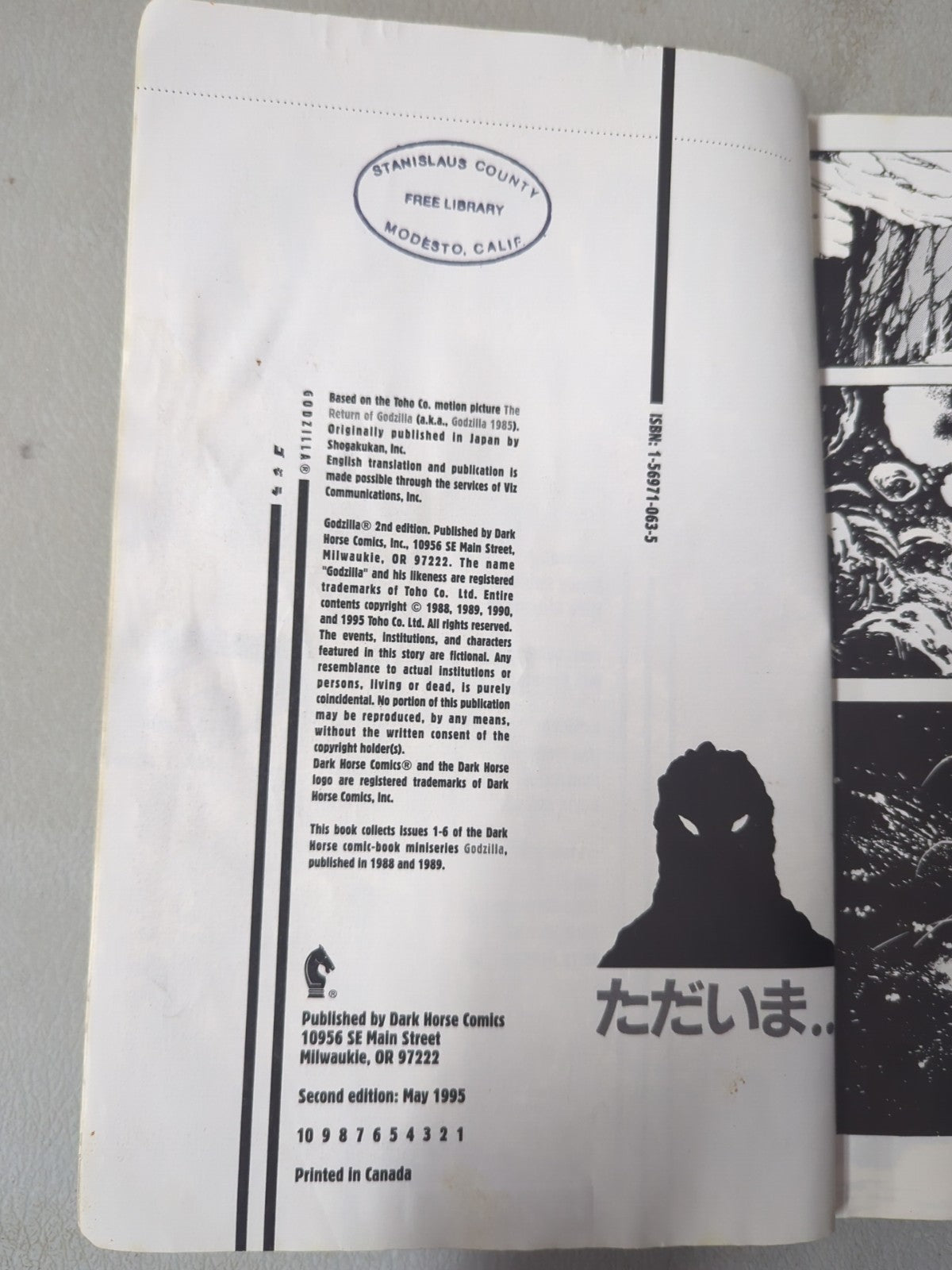 Godzilla - Second Edition Graphic Novel (Dark Horse Comics, 1995) 2B