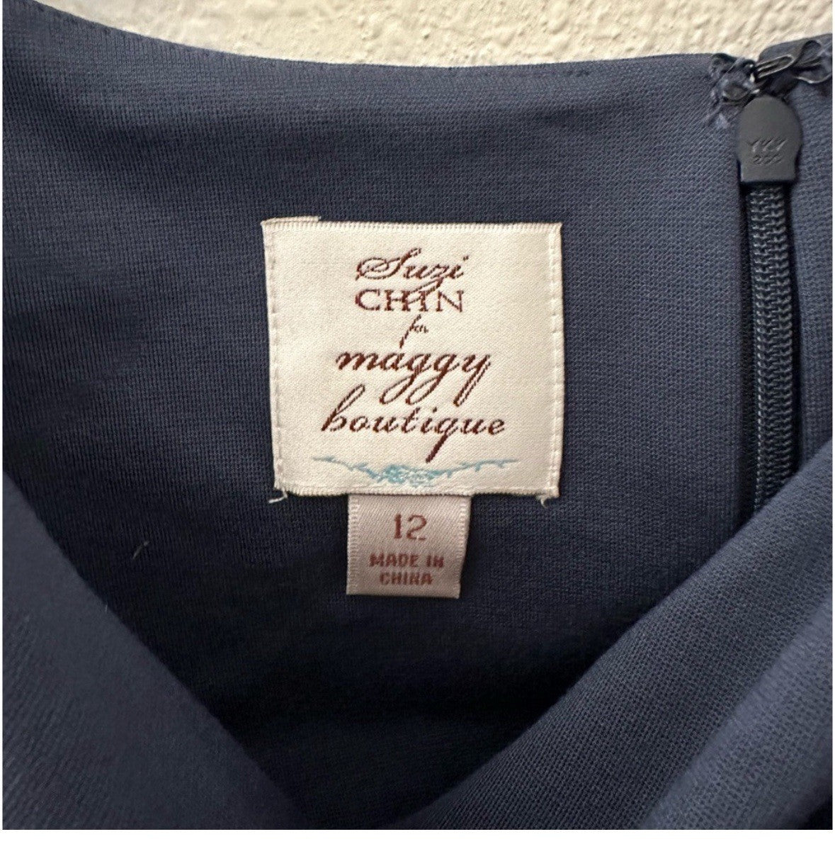 Navy blue Suzi Chin for Maggie Boutique with Brown Belt 0055