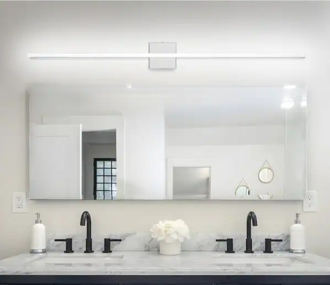 48 in. 1-Light 24-Watt 6500K Cool White Integrated LED Bathroom Vanity Light Bar