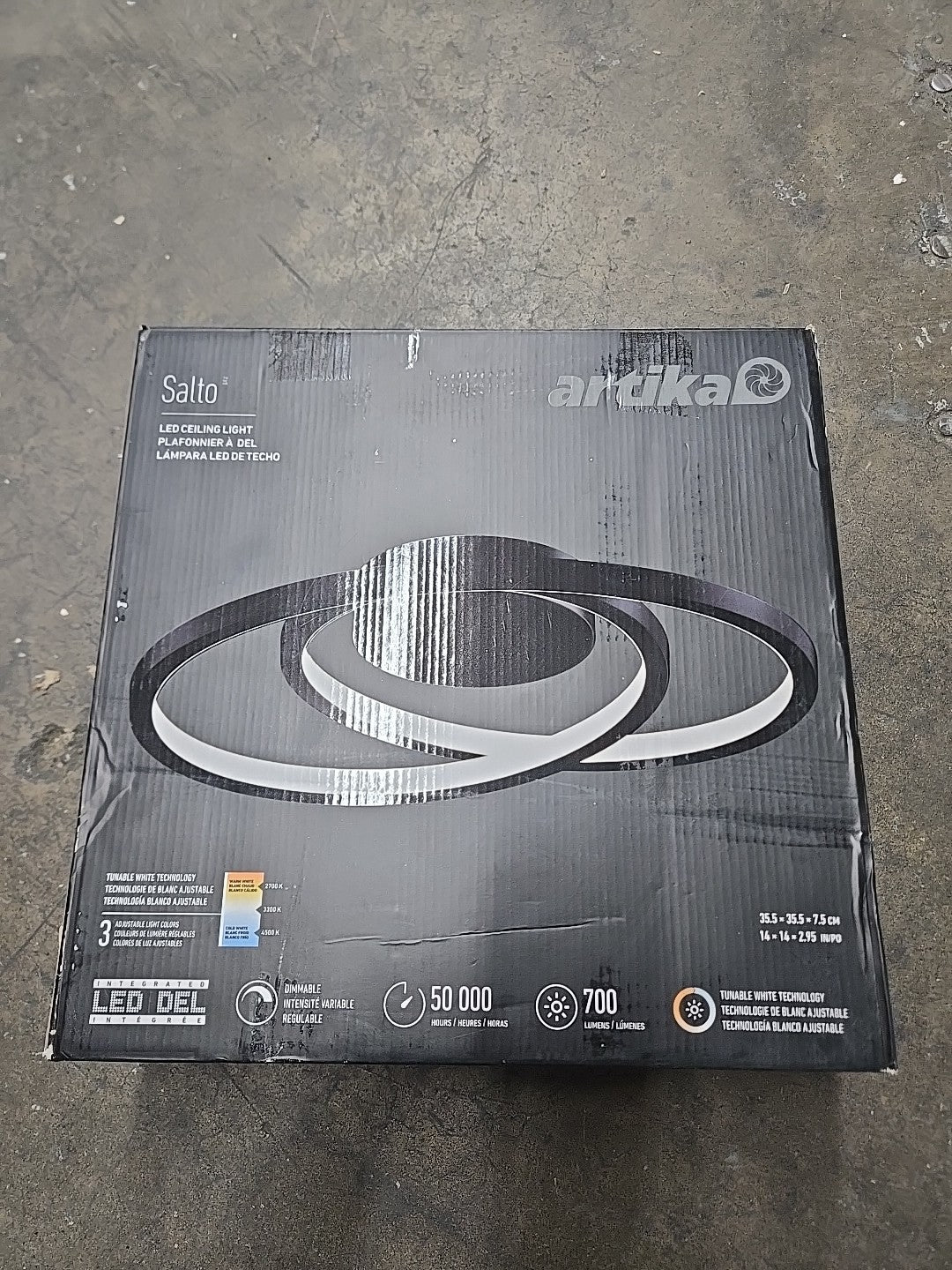 Artika Salto 14 in. 1-Light Modern Black LED 3 CCT Flush Mount Ceiling Light 13C