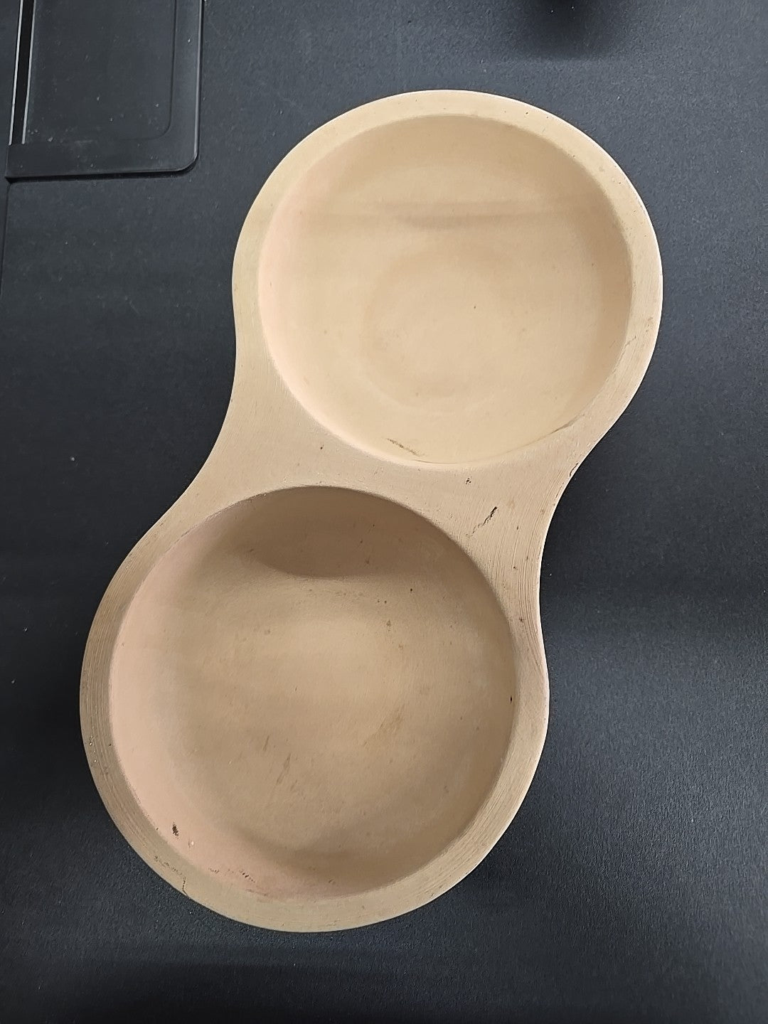 Pampered Chef Stoneware Egg Cooker 5144  Double Bowl 11.75 Baker New W/o Box 9A