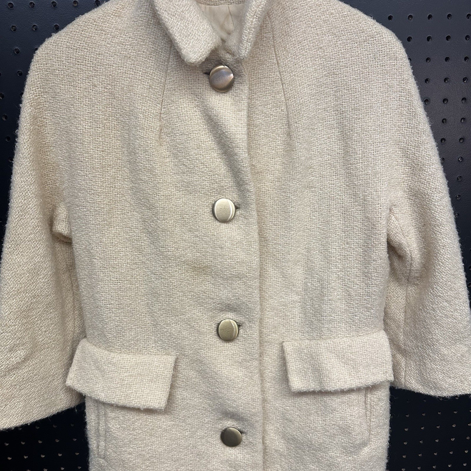Women’s Vintage Charlotte Coat’s Peacoat  3/4 Sleeve Cream XS Union Label
