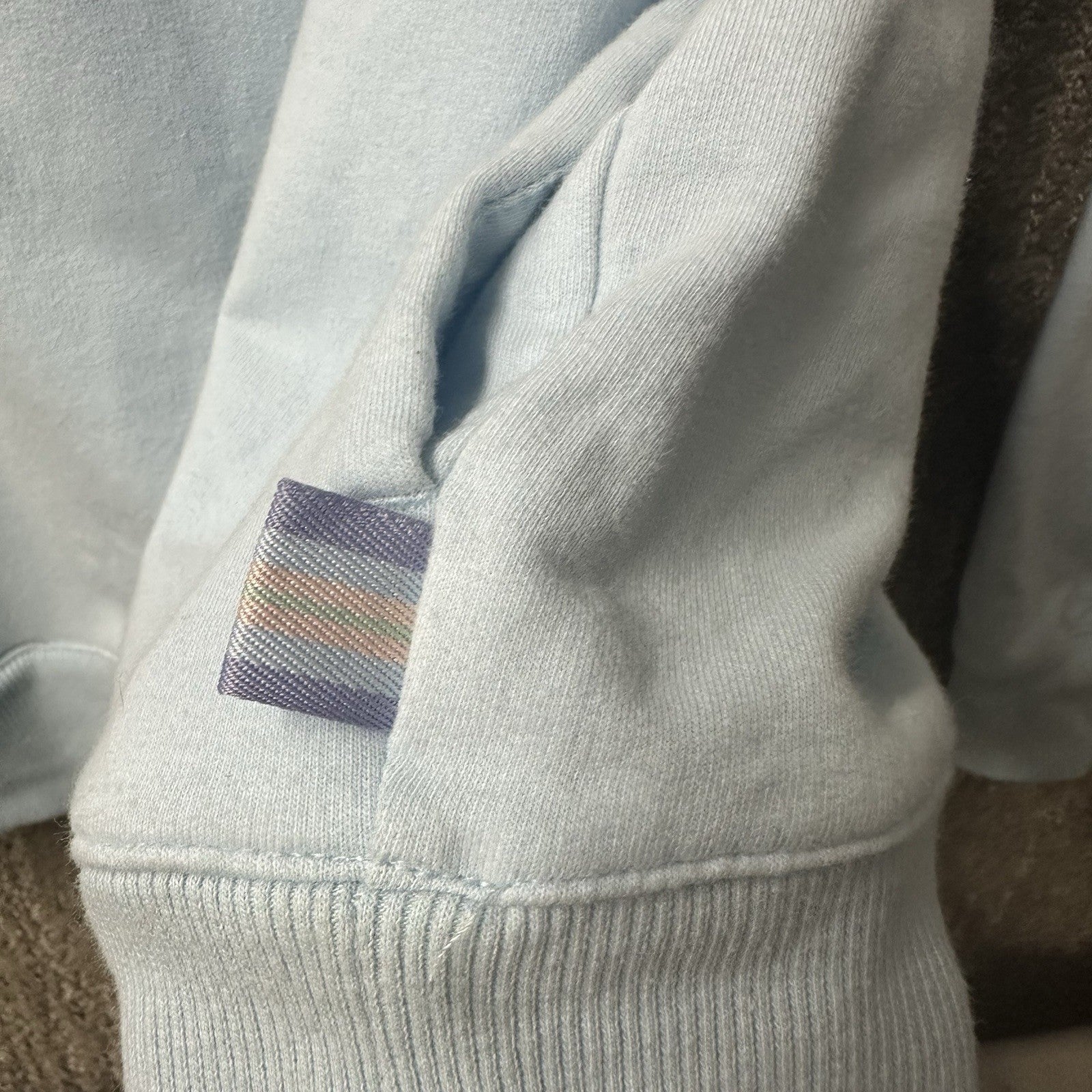 Fila Womens Sweatshirt Small Light Blue Crew Neck Pullover Pastel Pockets 0081