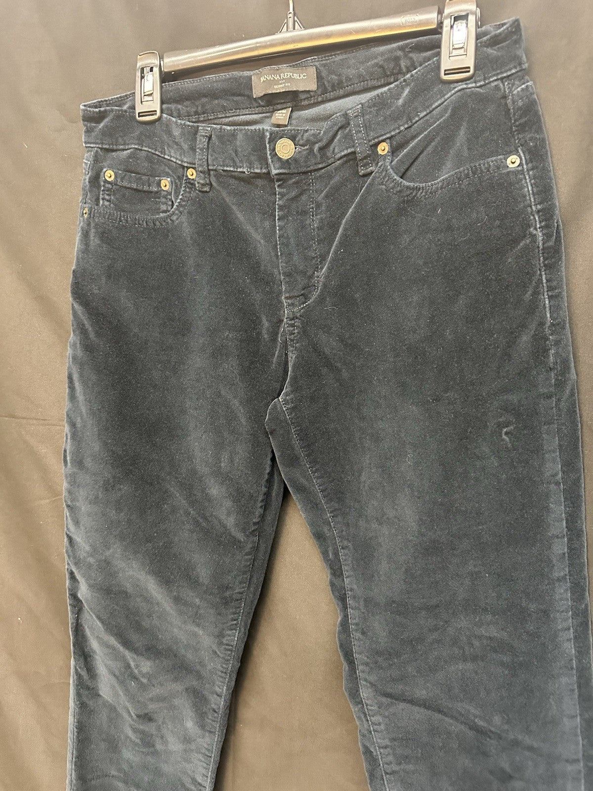 Banana Republic Women's Size 29 Velvet Pants Skinny Ankle Zipper Navy (0003)