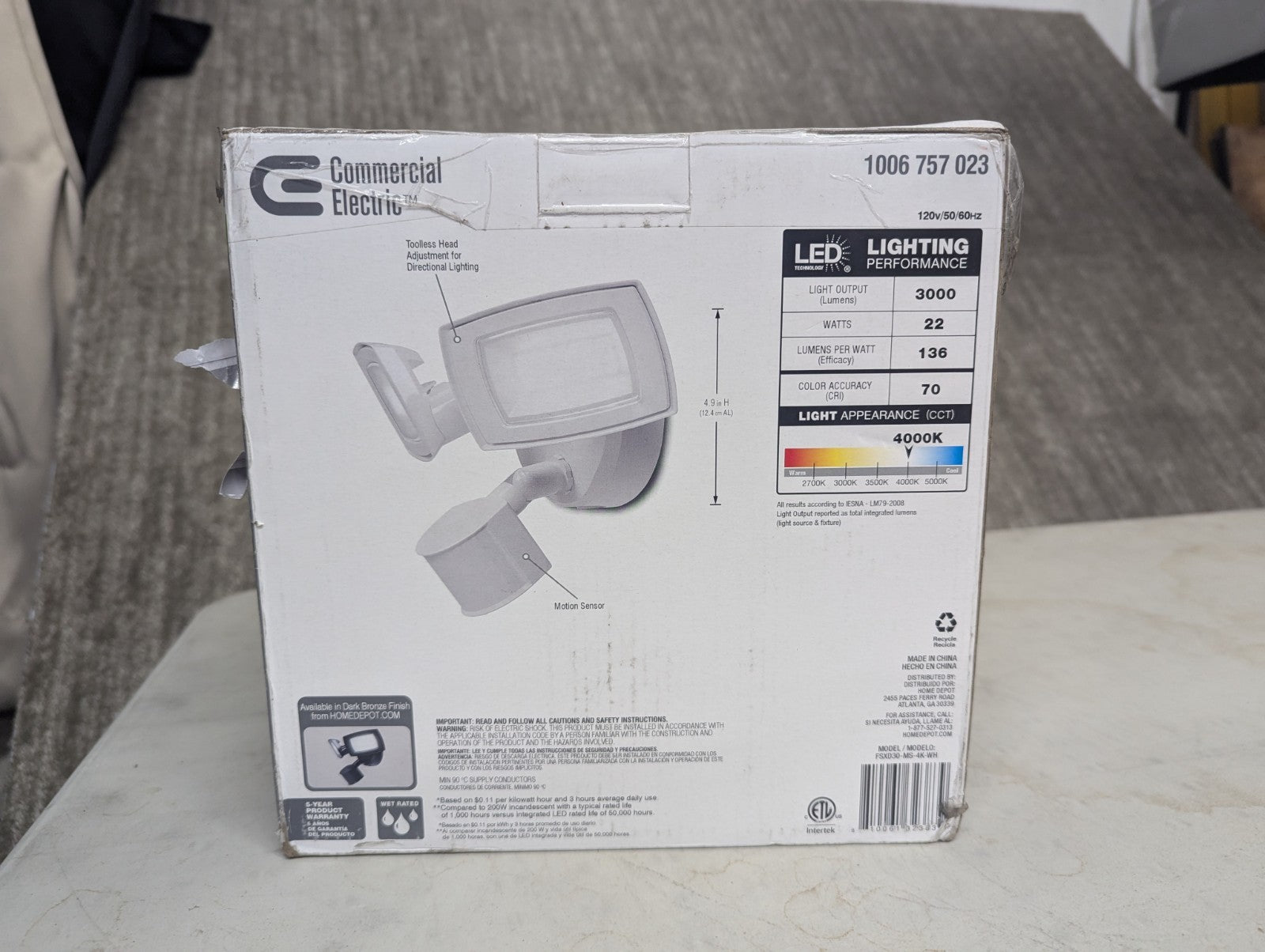Commercial Electric White Outdoor  LED Flood Light, Twin Head Flood Light (1C)