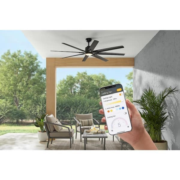 Kensgrove II 72 in. Smart Indoor/Outdoor Matte Black Ceiling Fan