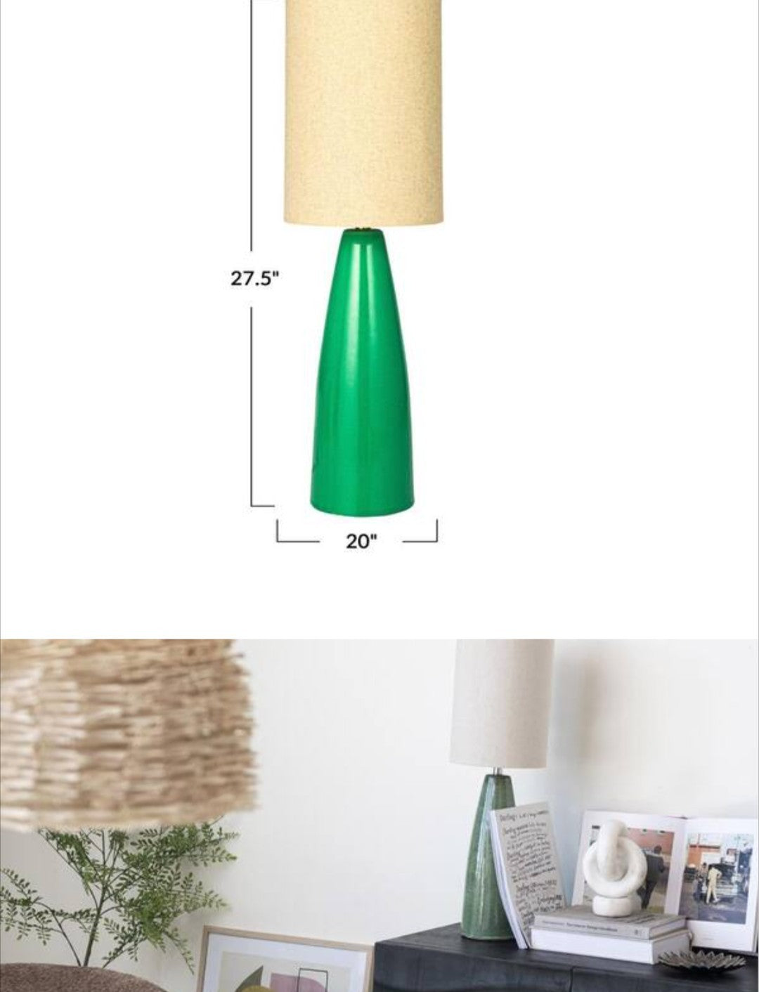 Bloomingville 27.56 in. Reactive Glaze Green Ceramic Table Lamp 12B