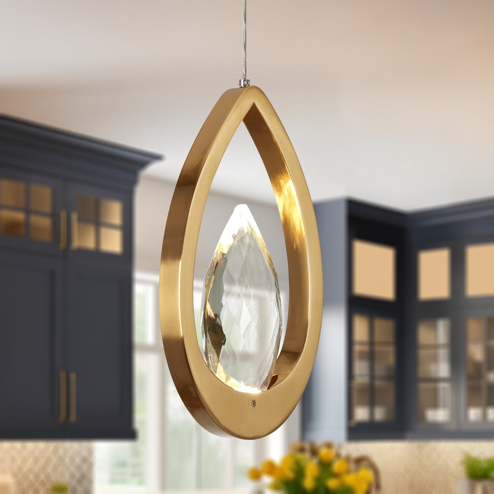 LNC Avelis 1-Light LED Brass Pendant Light, Belles Lighting, A05086 8D
