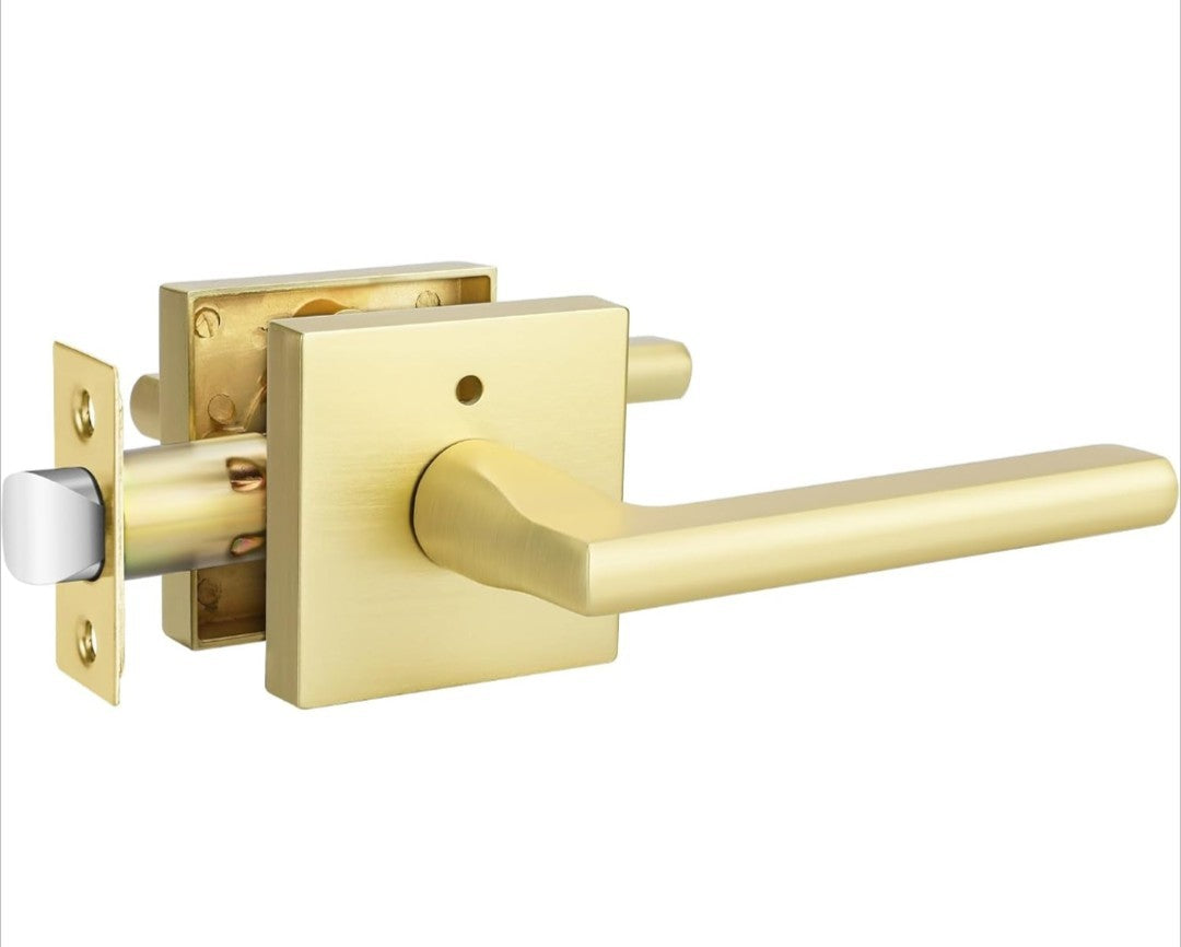 6 Pack Haidms Gold Door Handles,  Brushed Gold Privacy Door Handles Lever 8E