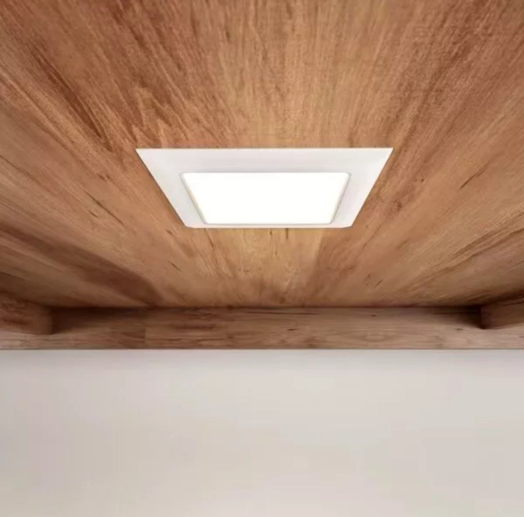 Cooper 9 in. White Recessed Ceiling Light Square Trim, Glass Albalite Lens (1B)
