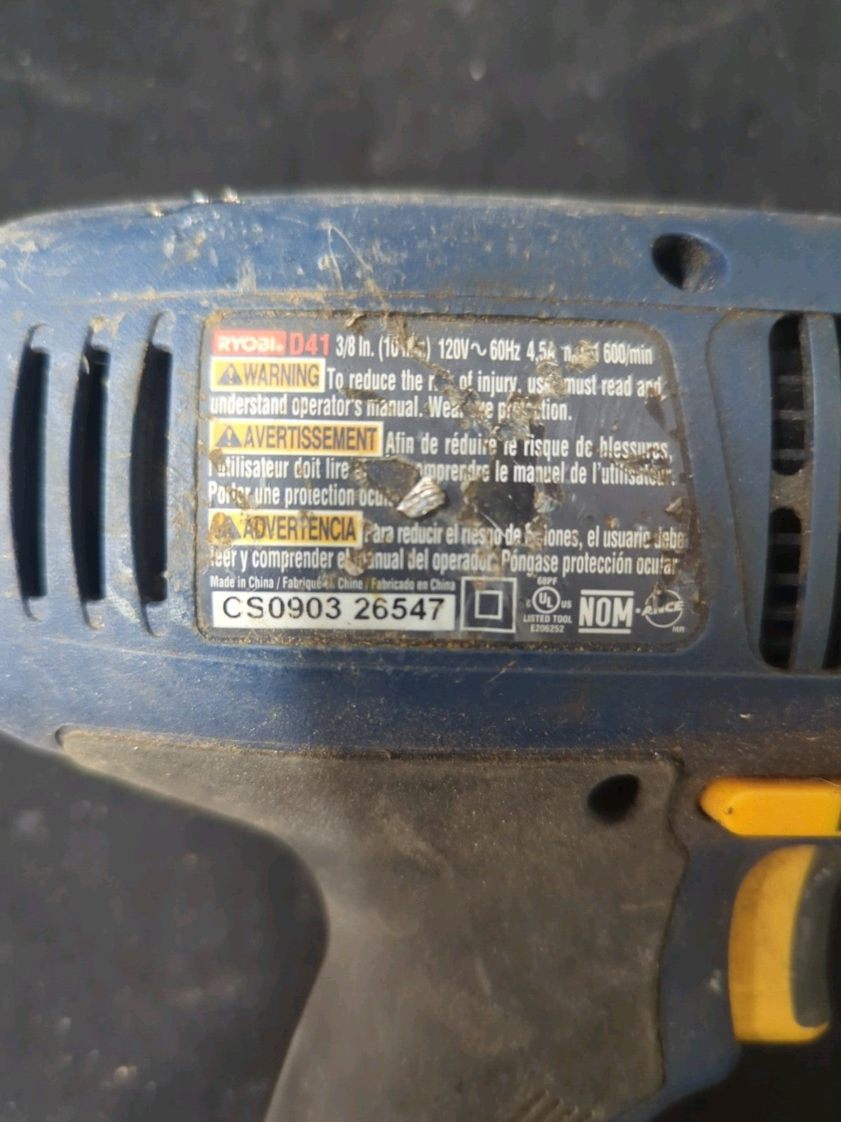 RYOBI  D41  3/8" Keyless Reversible VSR 4.5 Amp Corded Drill 3E