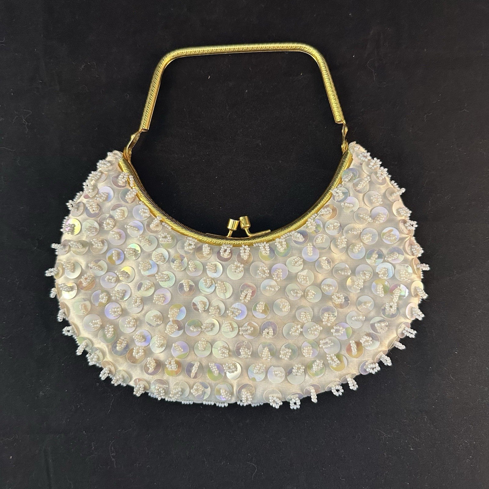 Vintage Beaded Evening Wedding Bag Elephant Brand Made In Hong Kong Good 6C