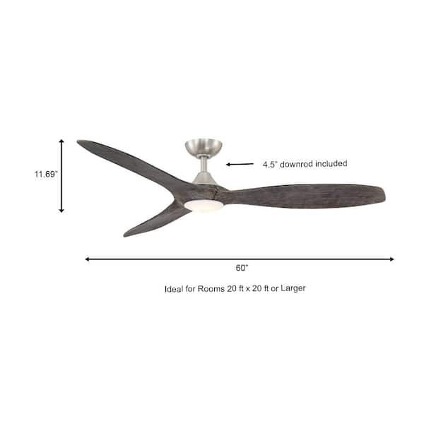 Canterbury Integrated LED Indoor Brushed Nickel Ceiling Fan with Light Kit 18A
