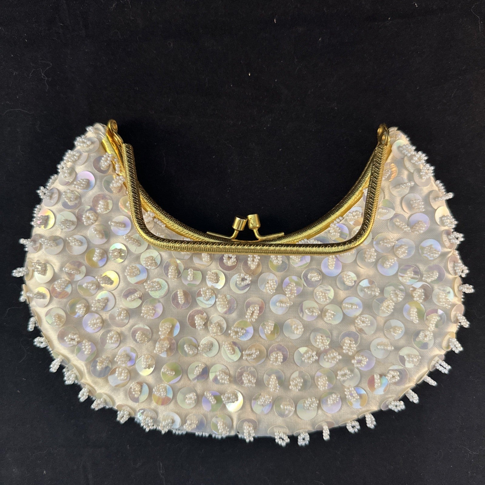 Vintage Beaded Evening Wedding Bag Elephant Brand Made In Hong Kong Good 6C