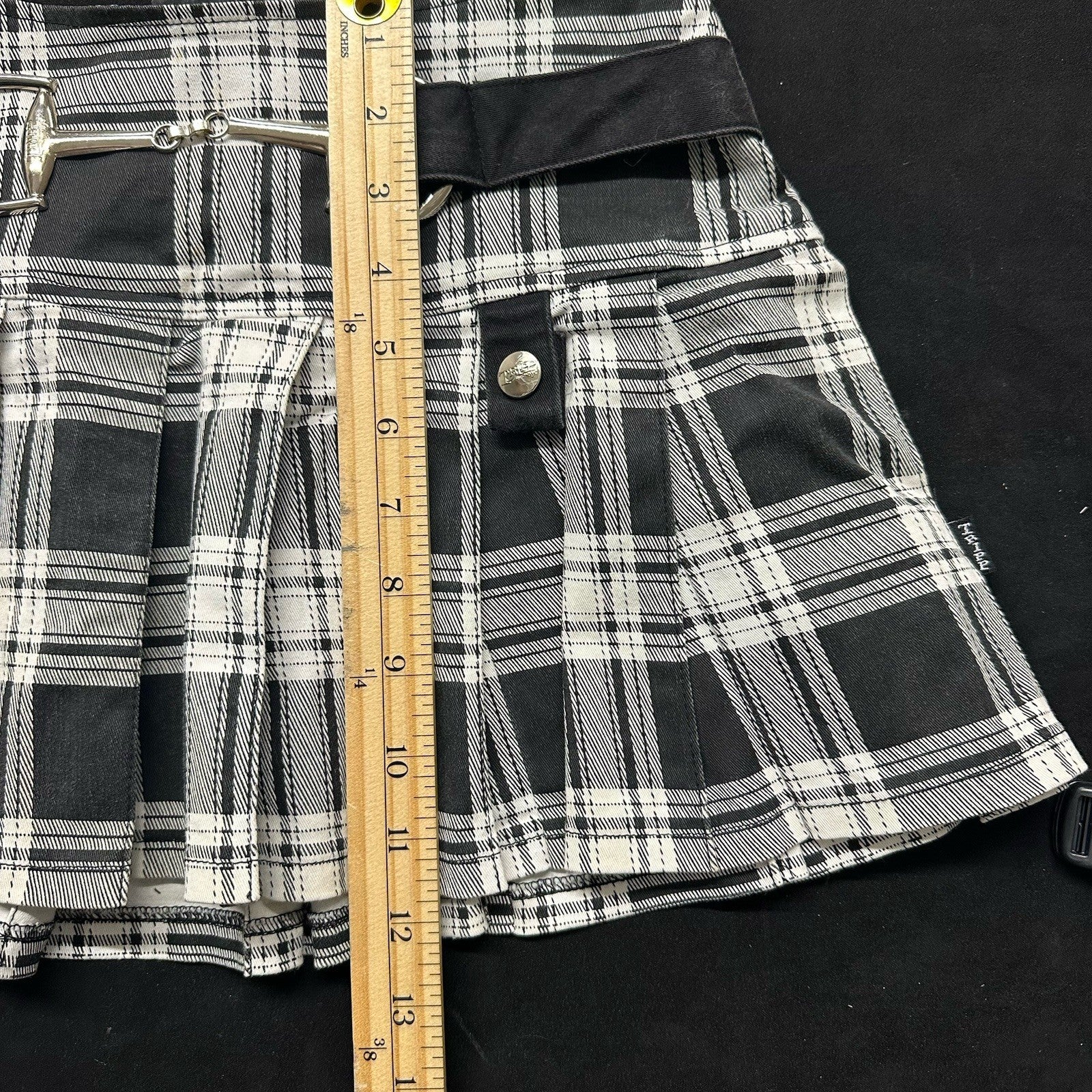 Tripp NYC Plaid Mini Skirt Y2K XS Hot Topic Black & White Goth Punk 0097