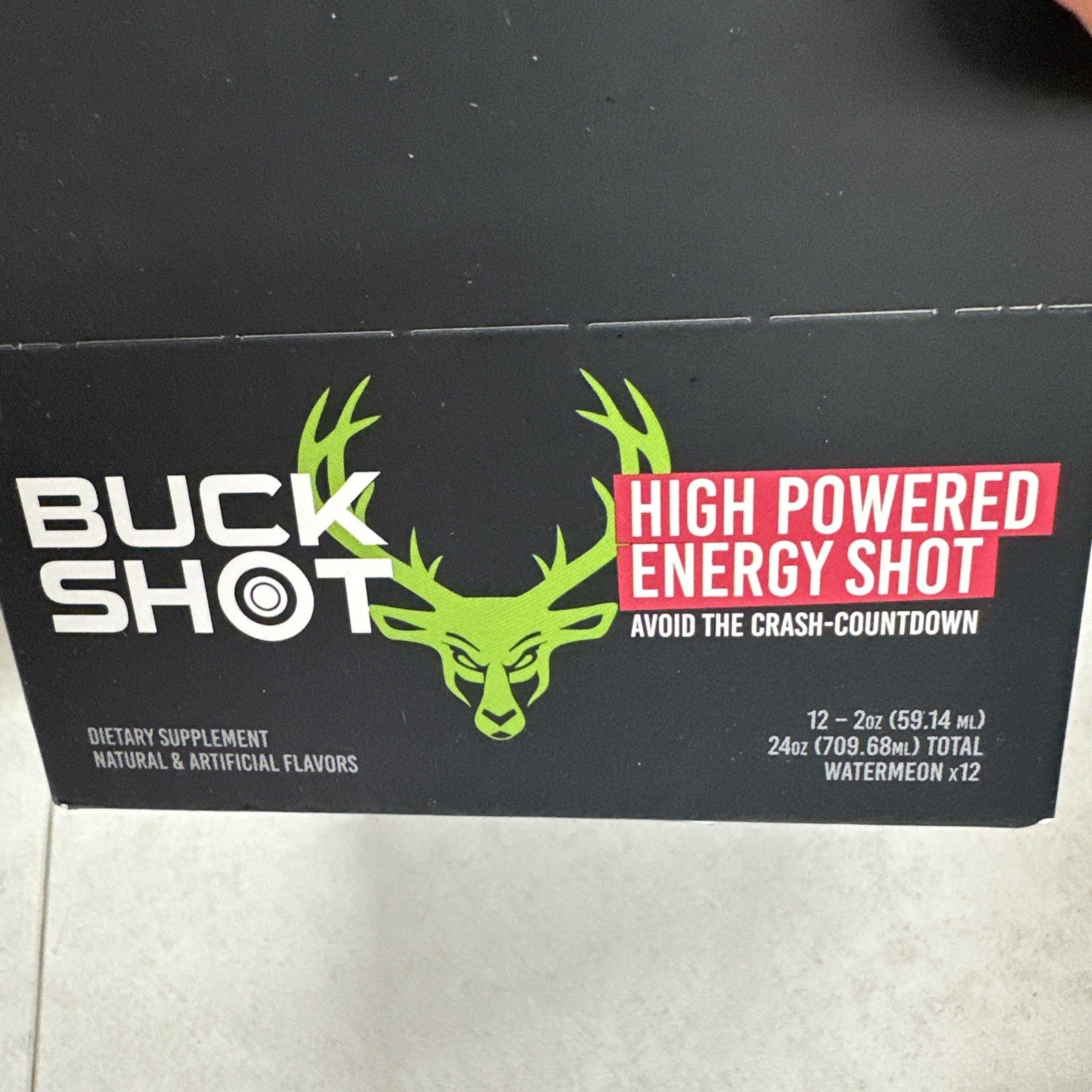 Bucked Up Buck Shot Energy Shot, Watermelon- Quantity 12