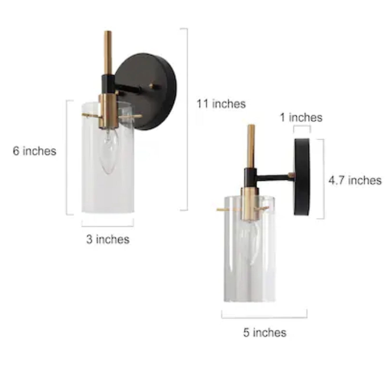 ZEVNI Lumigerda 4.7-in W 1 -Light Matte Black Wall Sconce Qty 2, 7A