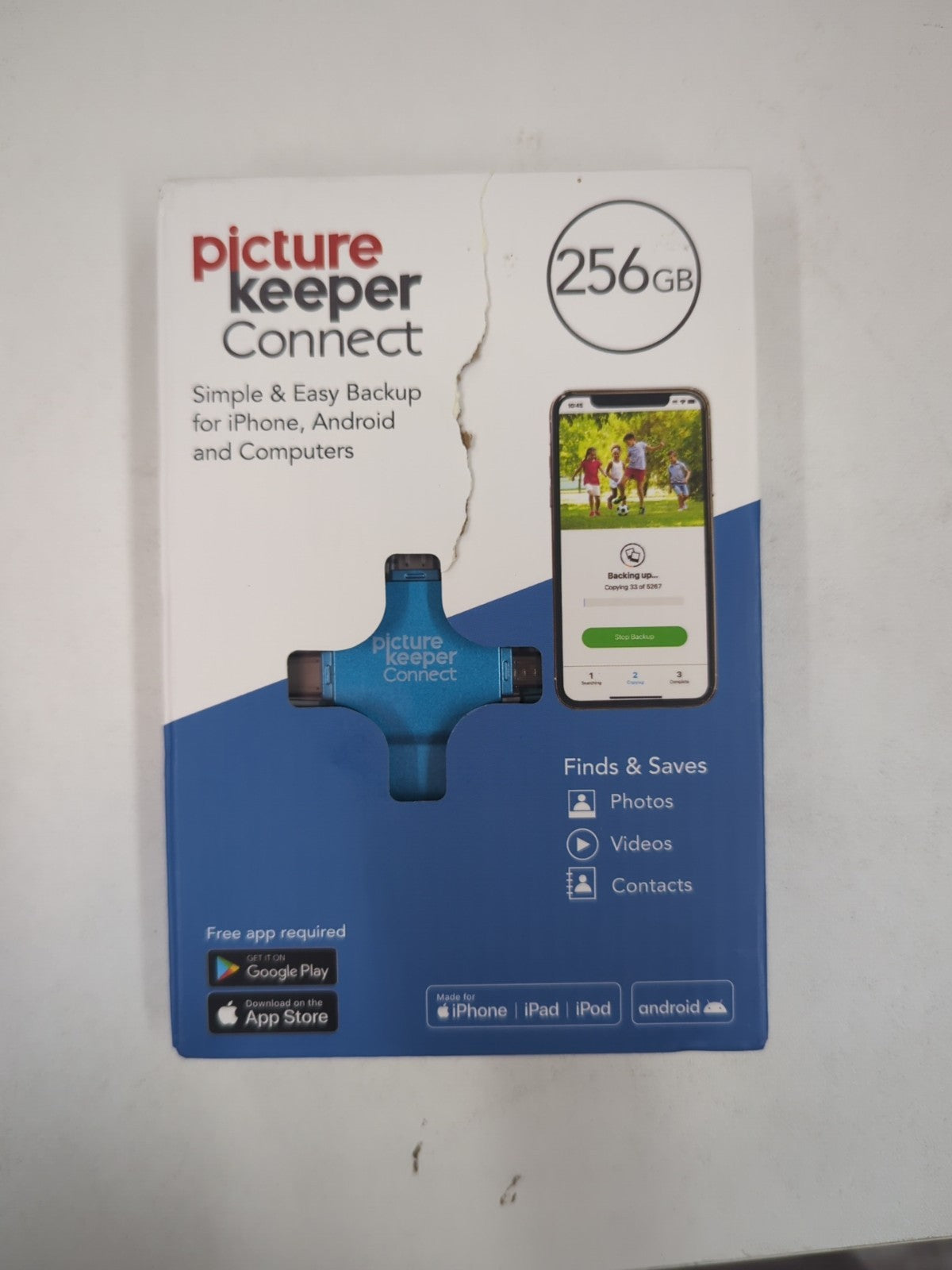 Picture Keller Connect 256G USB Flash Drive Photo Video Backup iPhone Android 7c