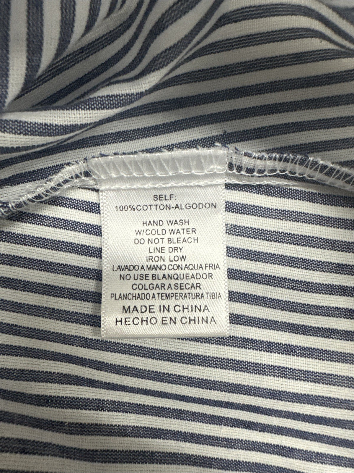 Women’s Small Listicle Blue And White Striped Blouse Ruffle Shirt Sleeves