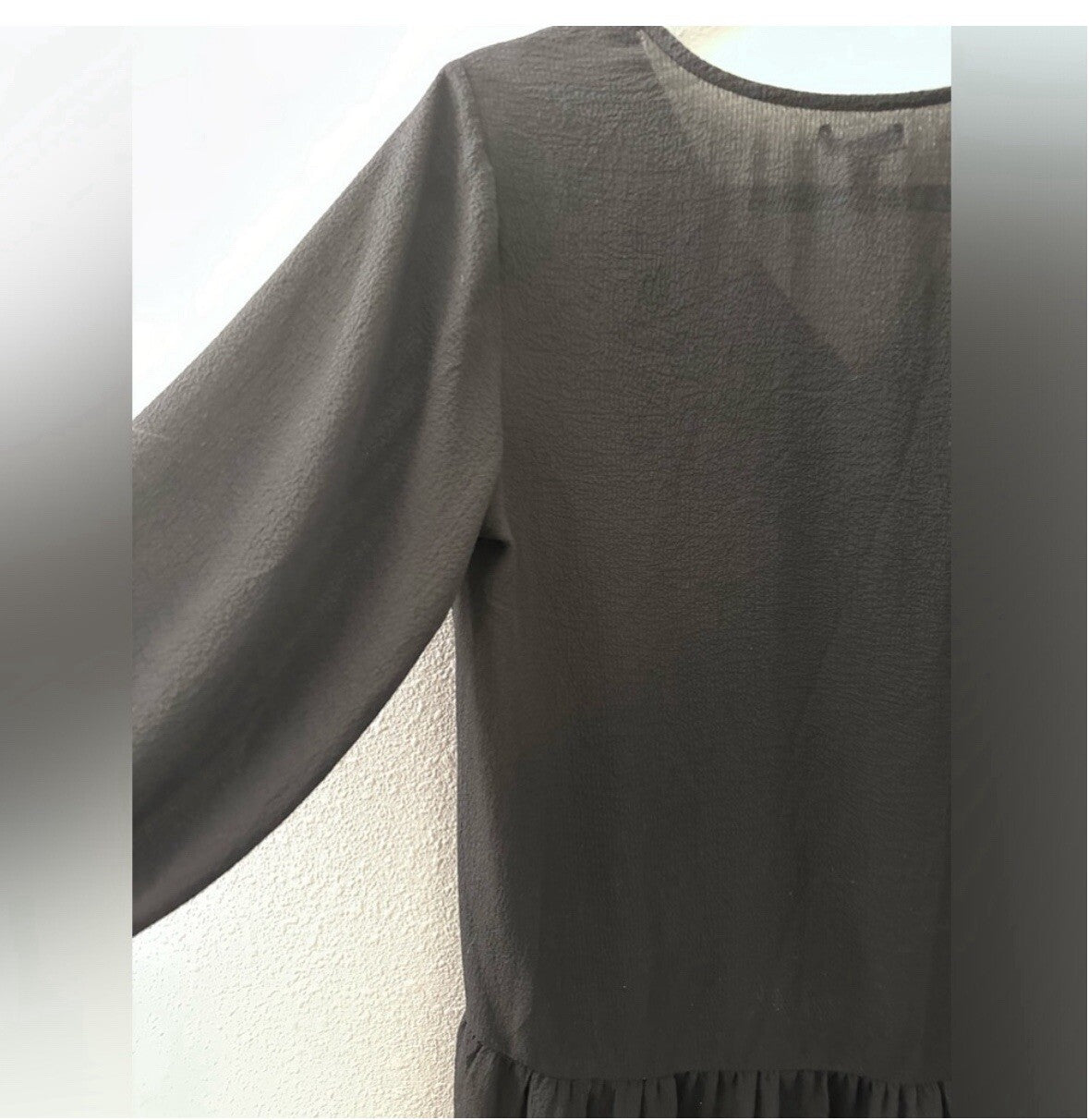Vince Camuto Black Button Up Loose Blouse Size Small 3/4 Sleeve Sheer 5.5