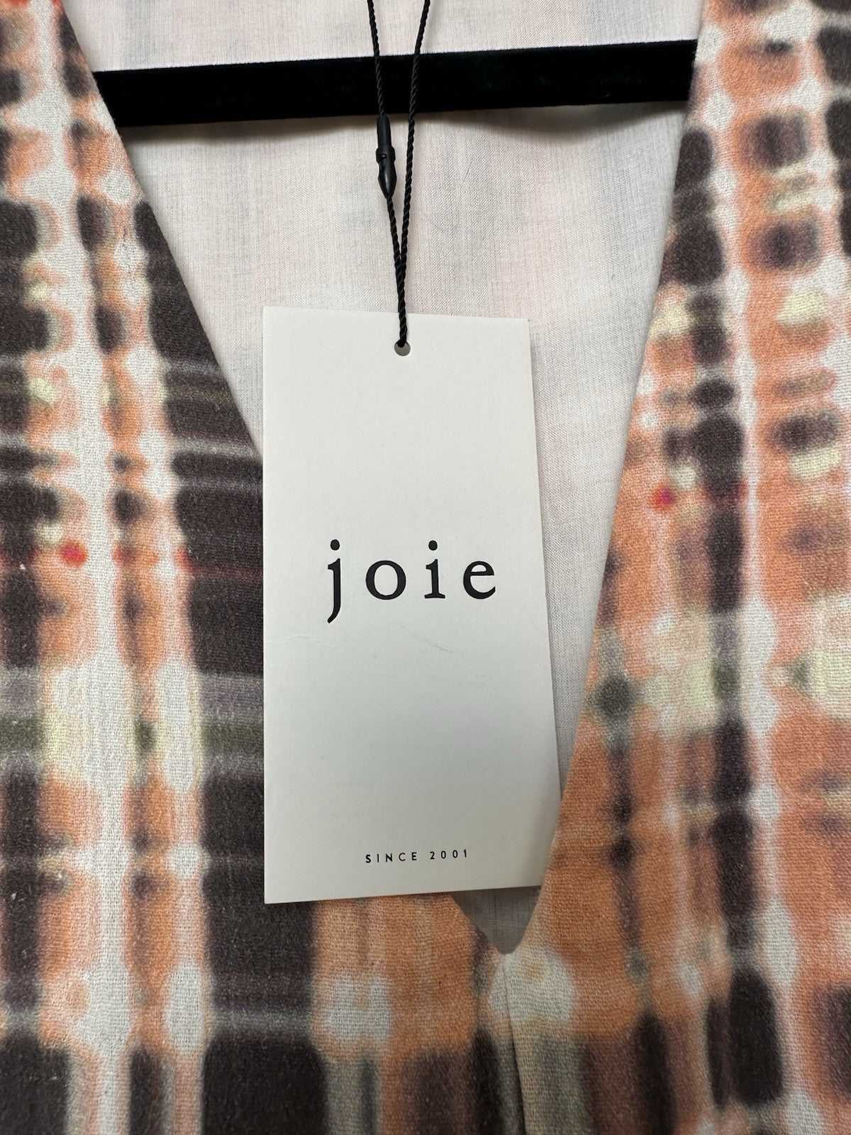 Joie Dress Womens 10 Tobey Espresso Multi  Midi Maxi V Neck Cotton 3/4 Sleeve