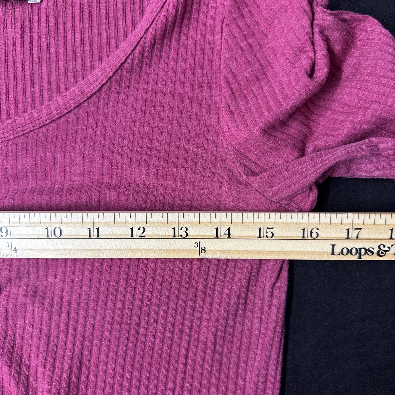 Women’s Maroon Long Sleeve Henley Tee Shirt Medium Y2K 0085