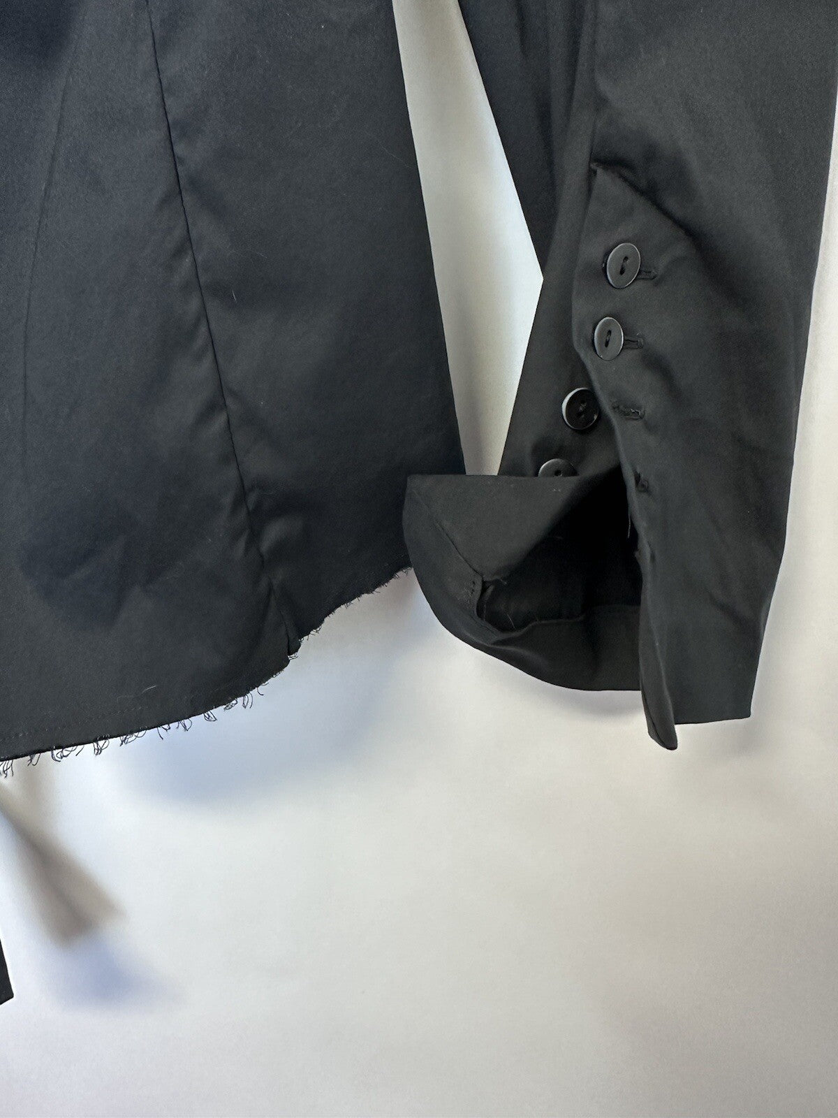 Masnada Italian Designer Black Long Sleeve Button Up Top Avant Garde Sz 6/42