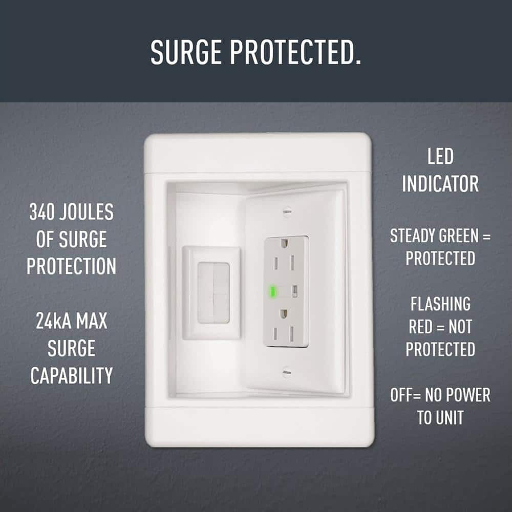 Pass & Seymour 1 Gang Recessed TV Media Box Kit, White 3B