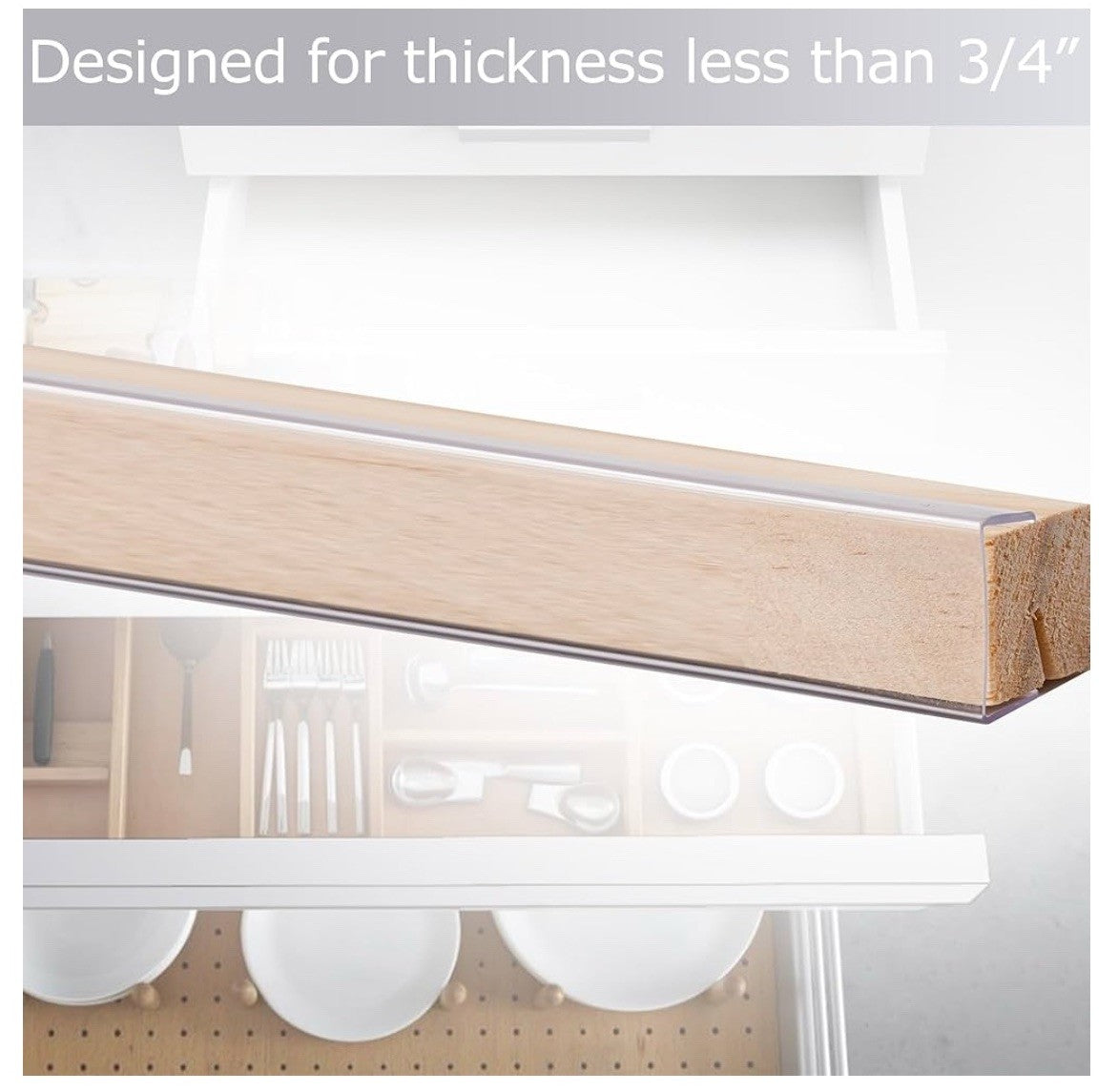 8 Piece Rigid Vinyl Clear Plastic Slip On Cabinet Door Protector Plastic (12B)